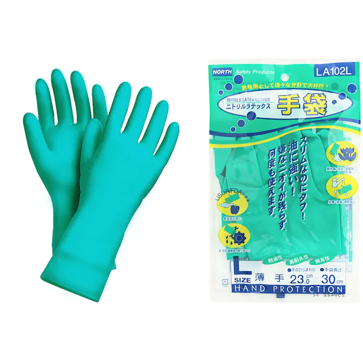 ニトリルラテックス手袋 LA-102 Lサイズ 耐油性 引張り強度 食品衛生法適合品 104-03703【別送品】