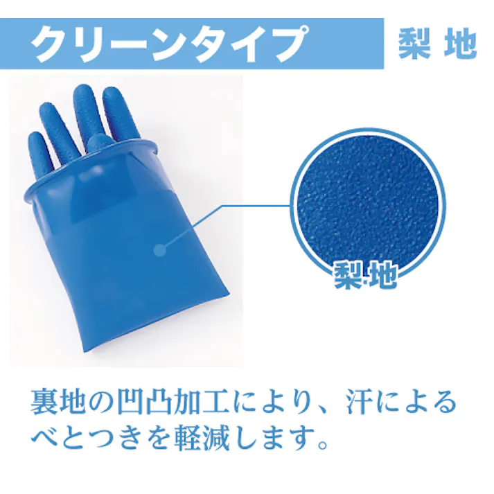 グローブ エフテロン K-82 曲指 強力耐酸手袋 グローブボックス ライトブルー 104-24501【別送品】