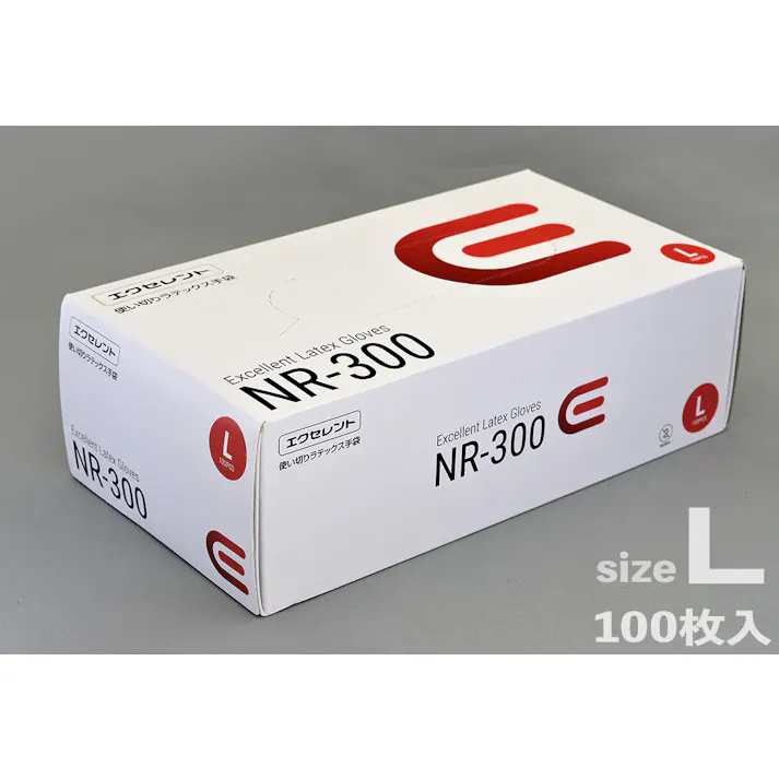 エクセレント ラテックス手袋 NR-300PF Lサイズ(100枚入) 230mm パウダーフリー 左右兼用 104-80704【別送品】