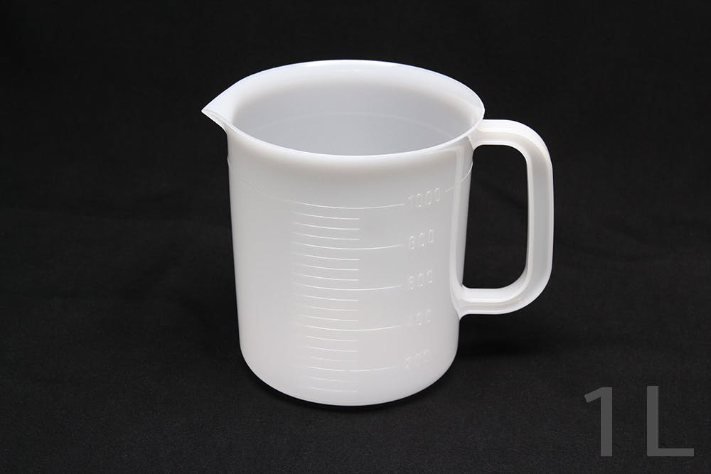 PE手付ビーカー 1L ポリエチレン 目盛付 計量 111-2220401【別送品】