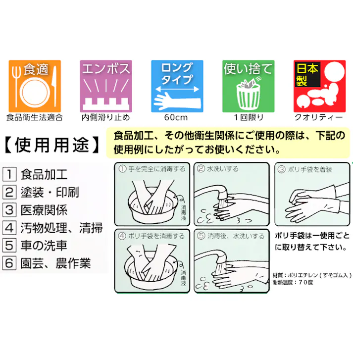 ポリマックスエンボス手袋袖口ゴム入 【TP-13】 30枚入 使い捨て 軽作業 水仕事 304-0000290【別送品】