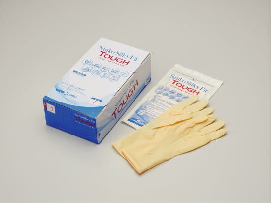 サンコーシルキーフィットタフ 6.5 20双入 ゴム手袋 天然ゴム製 ガンマ線滅菌済 パウダーフリー 304-0000649【別送品】