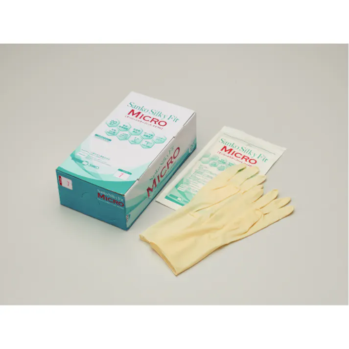 サンコーシルキーフィットマイクロ 7.0 20双 ゴム手袋 天然ゴム製 ガンマ線滅菌済 パウダーフリー 304-0000658【別送品】