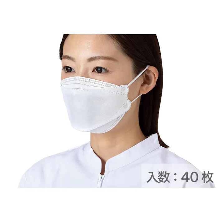 立体型サージカルマスク No.2875-W 40枚入 カラー:ホワイト サイズ:フリー 医療用 立体構造 高性能フィルター使用 304-0020241【別送品】