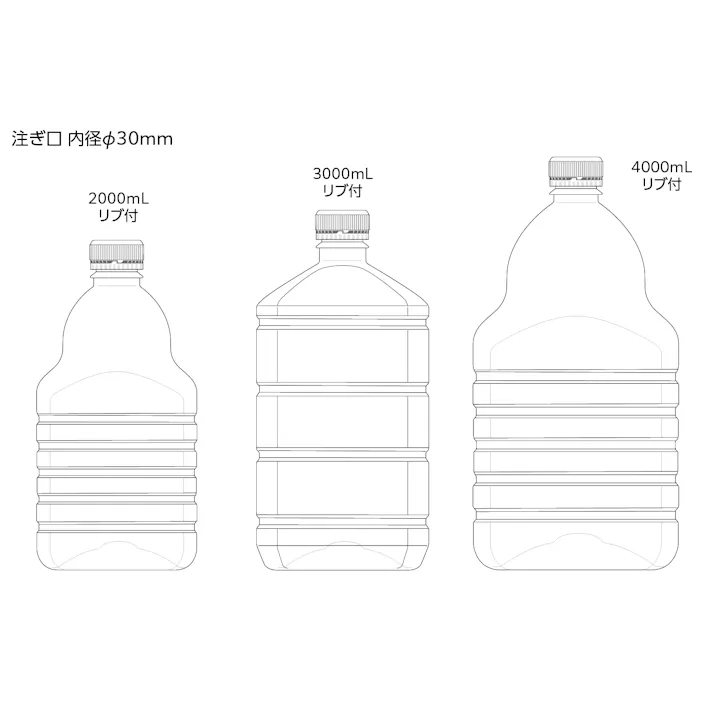 ペットボトル PET4Lリブ付 4000ml 110-14110【別送品】