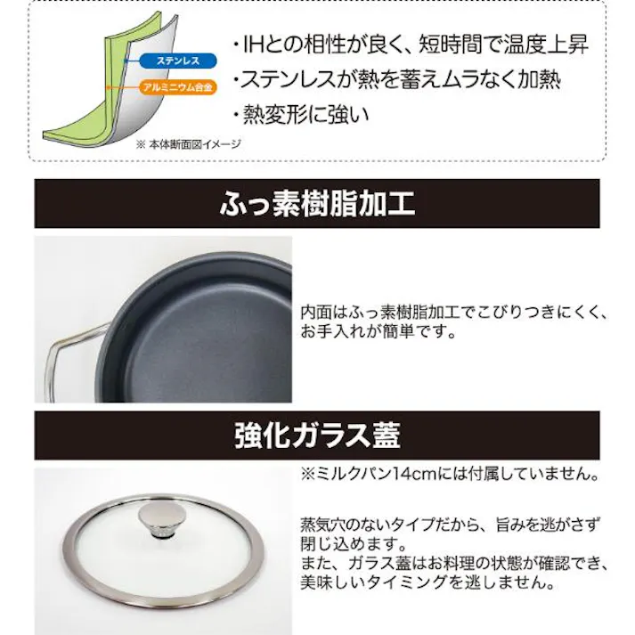 ウルシヤマ金属 IH-デュオ 両手鍋 20cm IH・ガス火対応 DUO-20W キッチン 台所 調理 フライパン 鍋 4971142105679【別送品】