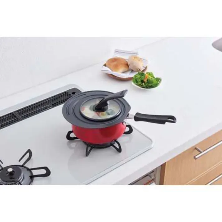 サーモス 折りたたみスタンド式フタ 18cm/20cm ブラック KLG-001 BK THERMOS キッチン 調理 台所 4562344387767【別送品】