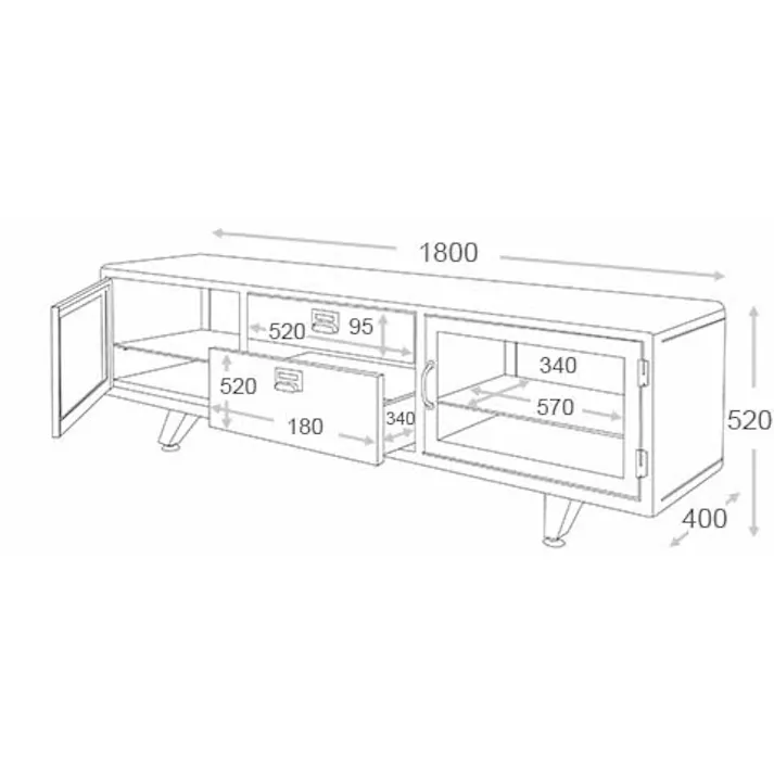 ダルトン DULTON ロー キャビネット ロウLOW CABINET RAW 115-322RW 4997337322508【別送品】