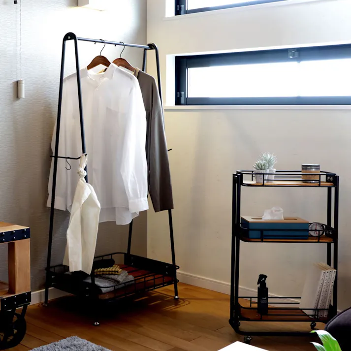 KOEKI 弘益 Mash MASH ビーワイケージ ハンガー オイルステイン仕様 組立品 ハンガーラック 棚付き 一人暮らし 組立簡単 洋服収納 BCH600OSKA【別送品】