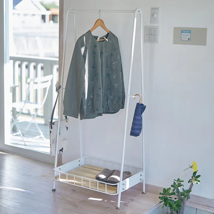 KOEKI 弘益 Mash MASH ビーワイケージ ハンガー 組立品 ハンガーラック 棚付き 一人暮らし 組立簡単 洋服収納 BCH600WH【別送品】