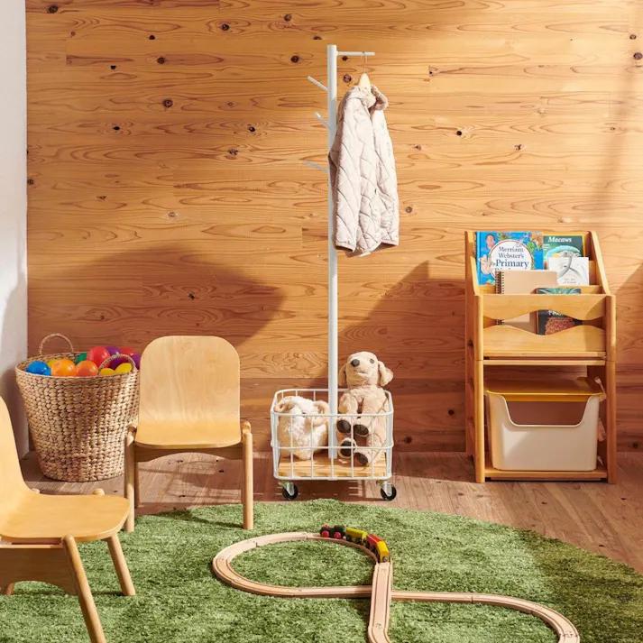 KOEKI 弘益 Mash MASH ビーワイケージ ポールハンガー 組立品 ポールハンガー スチール製 移動式 棚付き 組立簡単 省スペース 玄関収納 おしゃれ BCPH380WH【別送品】