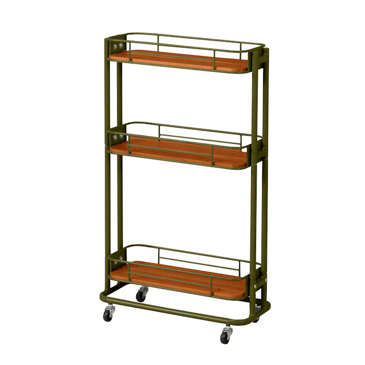 KOEKI 弘益 Mash MASH ビーワイケージ スリムワゴン オイルステイン仕様 組立品 キャスター付き 多段収納 耐久性 スチール製 省スペース 組立簡単 隙間収納 キッチン収納 BCW200OSKA【別送品】