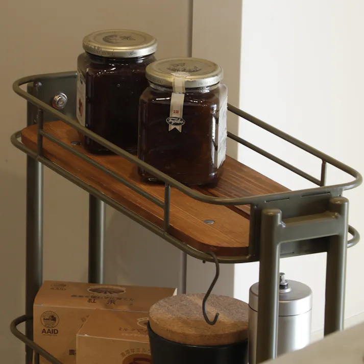 KOEKI 弘益 Mash MASH ビーワイケージ スリムワゴン オイルステイン仕様 組立品 キャスター付き 多段収納 耐久性 スチール製 省スペース 組立簡単 隙間収納 キッチン収納 BCW200OSKA【別送品】