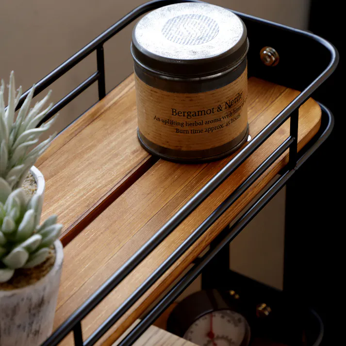 KOEKI 弘益 Mash MASH ビーワイケージ スリムワゴン オイルステイン仕様 組立品 キャスター付き 多段収納 耐久性 スチール製 省スペース 組立簡単 隙間収納 キッチン収納 BCW200OSKA【別送品】