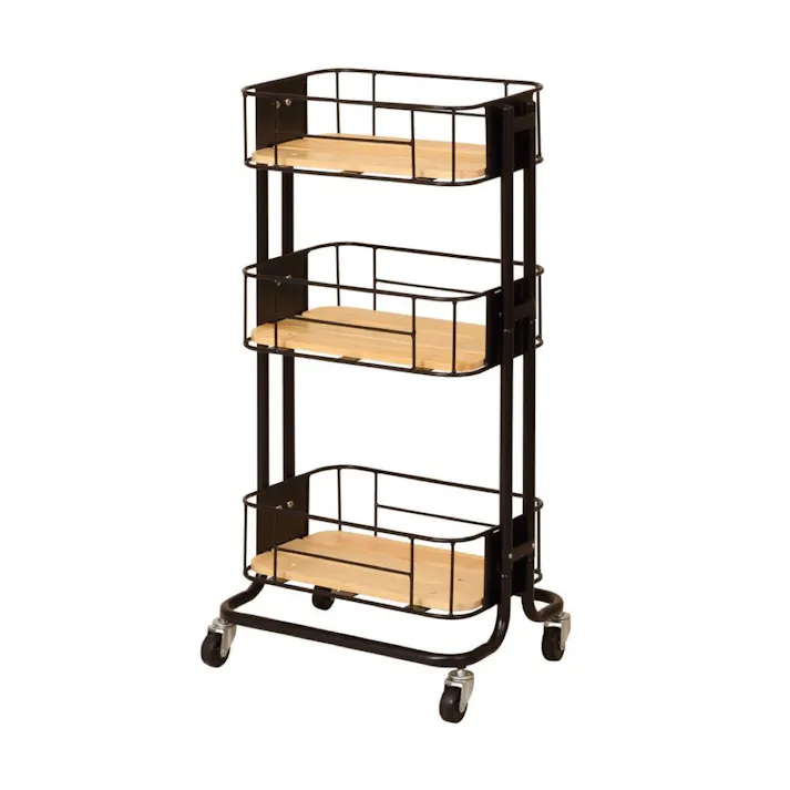 KOEKI 弘益 Mash MASH ビーワイケージ ワゴン 組立品 キャスター付き 多段収納 耐久性 スチール製 省スペース 組立簡単 キッチン収納 おしゃれ BCW440BK【別送品】