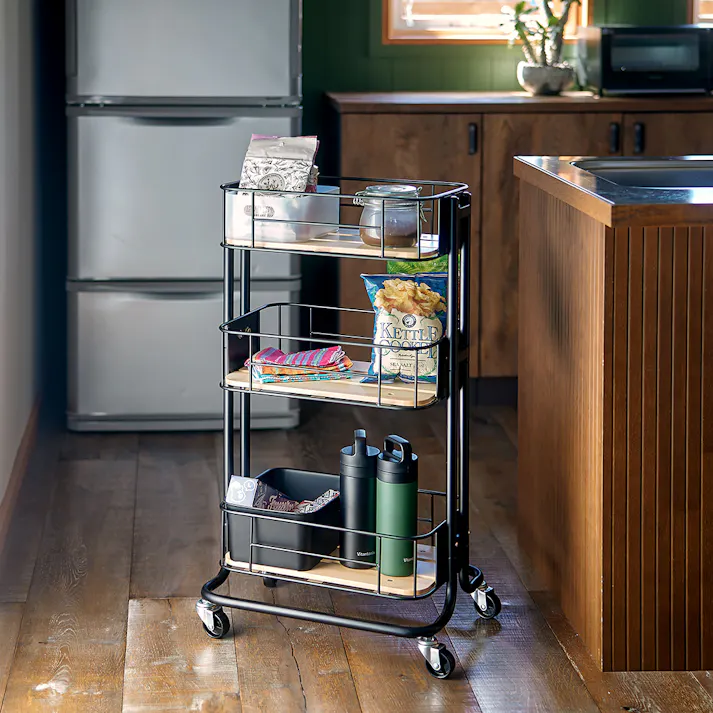 KOEKI 弘益 Mash MASH ビーワイケージ ワゴン 組立品 キャスター付き 多段収納 耐久性 スチール製 省スペース 組立簡単 キッチン収納 おしゃれ BCW440BK【別送品】