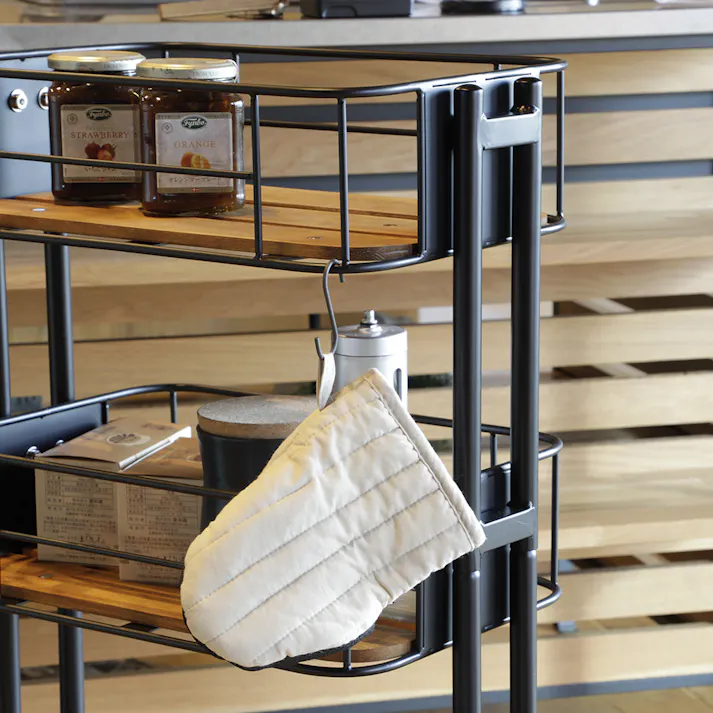 KOEKI 弘益 Mash MASH ビーワイケージ ワゴン オイルステイン仕様 組立品 キャスター付き 多段収納 耐久性 スチール製 省スペース 組立簡単 キッチン収納 おしゃれ BCW440OSKA【別送品】