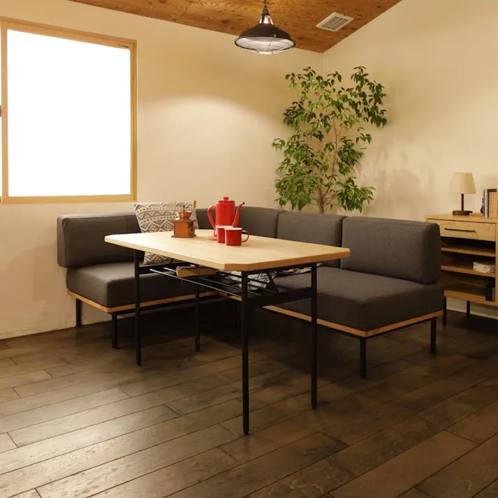 KOEKI 弘益 Mash MASH グラム LDテーブル 組立品 ダイニングテーブル 食卓テーブル ダイニングソファ 組立簡単 収納棚付き ナチュラル インダストリアル おしゃれ GLMLD120【別送品】