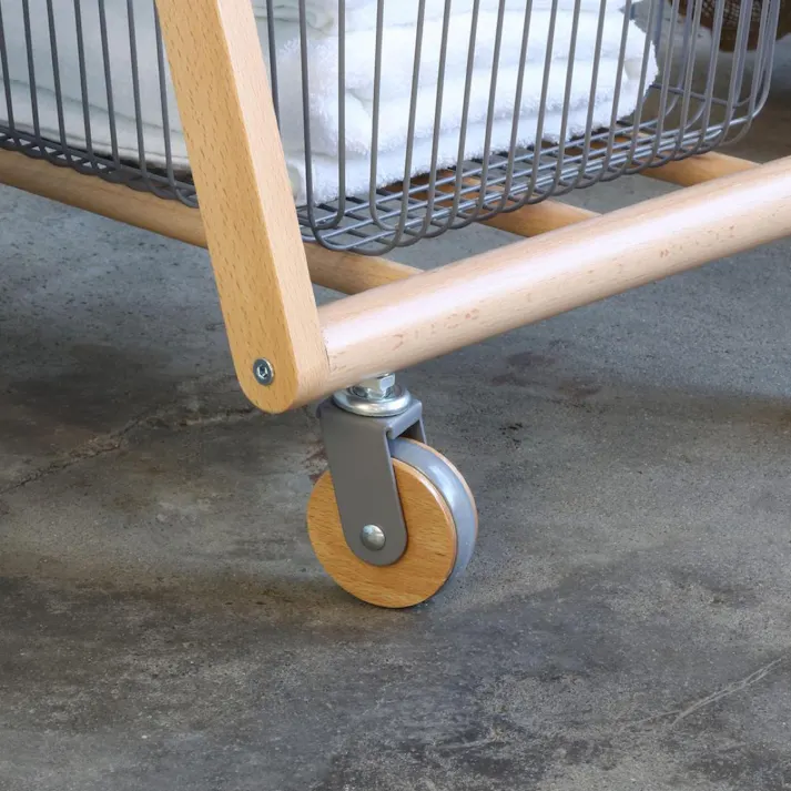 KOEKI 弘益 Mash MASH リヴ キャリーバスケットワゴンL 組立品 キャスター付き ランドリー収納 木製 省スペース ナチュラル 北欧風 洗面所 LIVCL2WH【別送品】