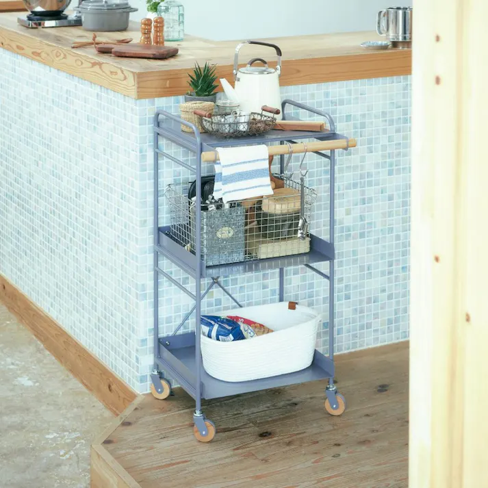 KOEKI 弘益 Mash MASH リヴ スチールワゴン 組立品 キャスター付き 多段収納 キッチン収納 スチール製 省スペース 洗面所 北欧風 おしゃれ LIVSW3GR【別送品】
