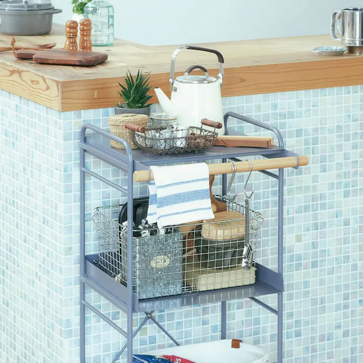 KOEKI 弘益 Mash MASH リヴ スチールワゴン 組立品 キャスター付き 多段収納 キッチン収納 スチール製 省スペース 洗面所 北欧風 おしゃれ LIVSW3GR【別送品】