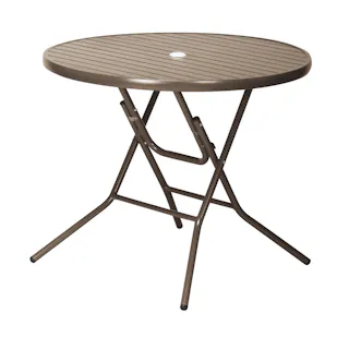 KOEKI 弘益 UTILITY AL-F90RT(BR) アルミフォールディングテーブル φ90×72.5 折畳時サイズ:90×25.5×113.5 完成品 アルミ製 防サビ 屋内外対応 軽量 折りたたみ可能 イベント カフェ テラス ALF90RTBR【別送品】