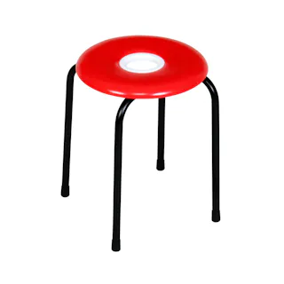 KOEKI 弘益 UTILITY ドーナツ椅子 レッド φ32×42 完成品 丸椅子 スツール 穴あき スタッキング 業務用 DONUTRE【別送品】