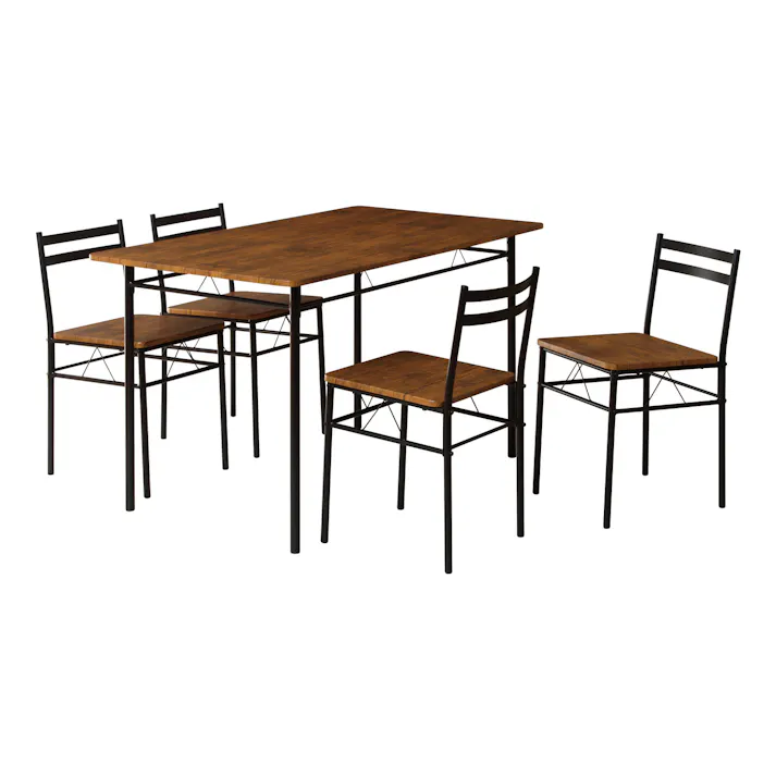 KOEKI 弘益 UTILITY DS-V120(BR) ダイニング5点セット テーブル:120×70×70 チェア:36×46×70(座高42) 組立品 食卓セット 4人用 木目調 スチール製 コンパクト ヴィンテージ風 おしゃれ 新生活 DSV120BR【別送品】