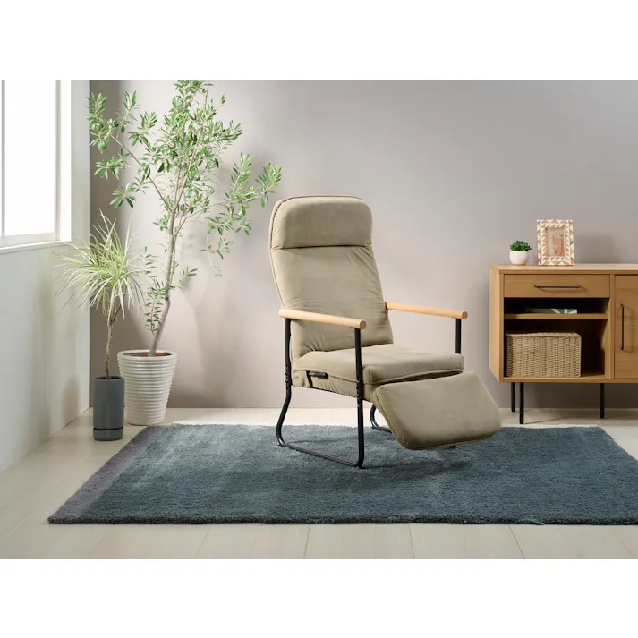 KOEKI 弘益 UTILITY ENKEL-2(BE) エンケル リクライニングチェア(フット付き) 57.5×67.5-127×102.5-88(座高37.5) 組立品 パーソナルチェア 角度調整 高さ調整 ヘッドレスト フットレスト 肘掛け 疲れにくい ENKEL2BE【別送品】