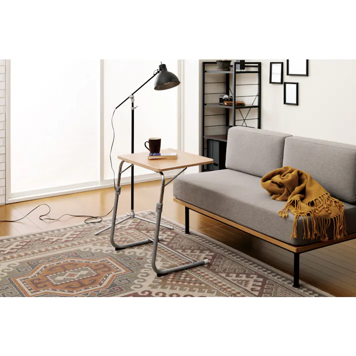 KOEKI 弘益 UTILITY FLS-1(NA) フォールディングサイドテーブル 55.5×39-46×56.5-89 折畳時:55.5×5×63 天板サイズ:50×40 組立品 折りたたみ式 高さ調整 角度調整 組立簡単 ソファサイド ベッドサイド FLS1NA【別送品】