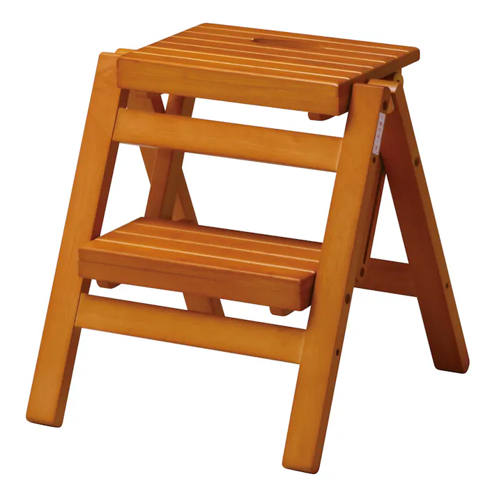 KOEKI 弘益 UTILITY FST-46(BR) 折り畳みステップチェア2段 43×50×47 折畳時:43×9.5×69 完成品 踏み台 折りたたみ踏み台 ステップスツール 室内用踏み台 木製 コンパクト 玄関 キッチン FST46BR【別送品】