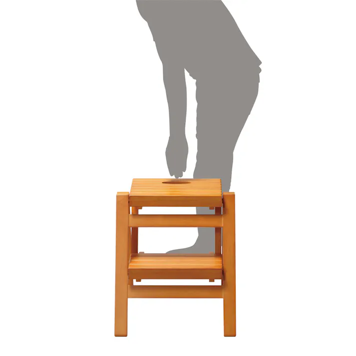 KOEKI 弘益 UTILITY FST-46(BR) 折り畳みステップチェア2段 43×50×47 折畳時:43×9.5×69 完成品 踏み台 折りたたみ踏み台 ステップスツール 室内用踏み台 木製 コンパクト 玄関 キッチン FST46BR【別送品】