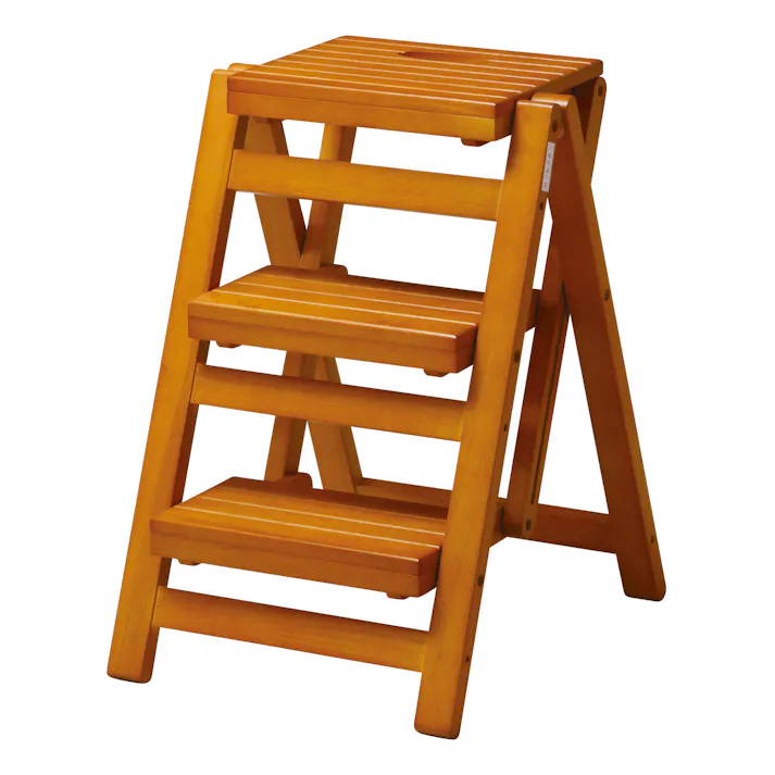 KOEKI 弘益 UTILITY FST-65(BR) 折り畳みステップチェア3段 43×56×65.5 折畳時:43×10×90 完成品 踏み台 折りたたみ踏み台 ステップスツール 室内用踏み台 木製 コンパクト 玄関 キッチン FST65BR【別送品】