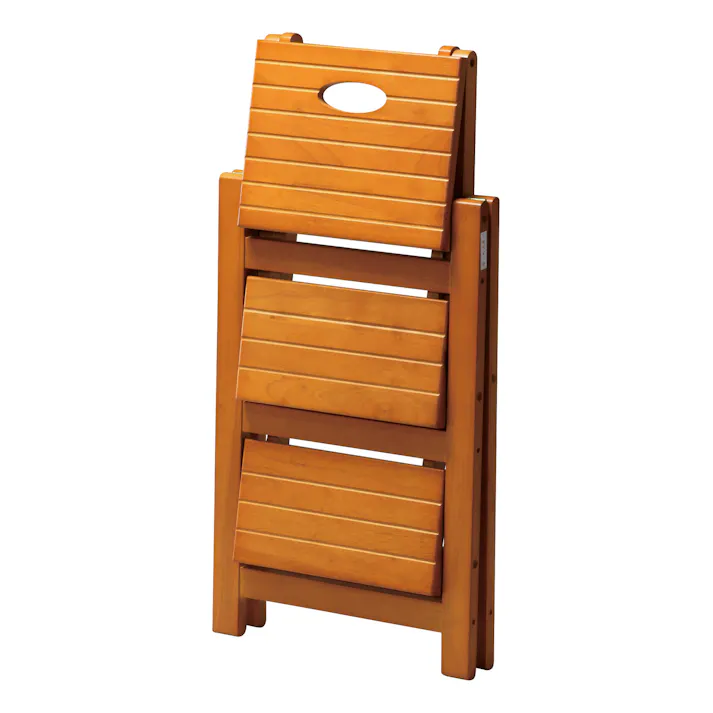 KOEKI 弘益 UTILITY FST-65(BR) 折り畳みステップチェア3段 43×56×65.5 折畳時:43×10×90 完成品 踏み台 折りたたみ踏み台 ステップスツール 室内用踏み台 木製 コンパクト 玄関 キッチン FST65BR【別送品】