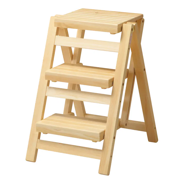 KOEKI 弘益 UTILITY FST-65(NA) 折り畳みステップチェア3段 43×56×65.5 折畳時:43×10×90 完成品 踏み台 折りたたみ踏み台 ステップスツール 室内用踏み台 木製 コンパクト 玄関 キッチン FST65NA【別送品】