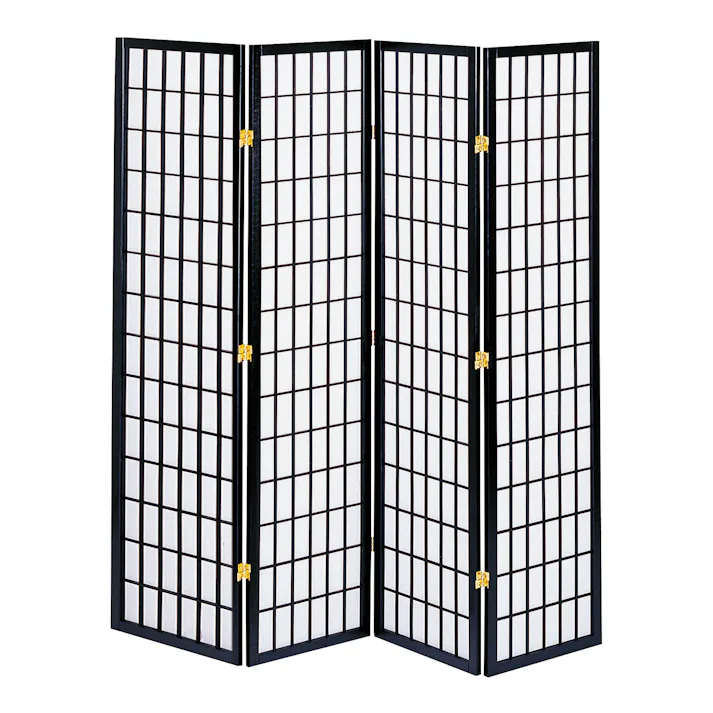 弘益 UTILITY JP-M180-4(BK) 和風衝立4連 幅45×奥行2×高さ180cm×4枚 折畳時:幅45×高さ180×t8.5cm 完成品 【4933178027196】 JPM1804BK 【別送品】