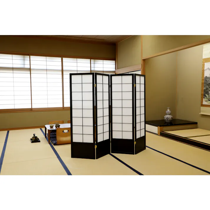 KOEKI 弘益 UTILITY JP-S150-4(BK) 和風衝立4連 45×2×150×4枚 折畳時:45×150×8.5 完成品 パーテーション 目隠し 簡単設置 自立型 折りたたみ 間仕切り対応 和室 旅館 JPS1504BK【別送品】
