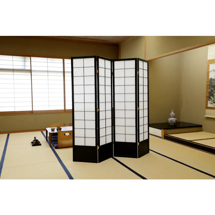 KOEKI 弘益 UTILITY JP-S180-4(BK) 和風衝立4連 45×2×180×4枚 折畳時:45×180×8.5 完成品 パーテーション 目隠し 簡単設置 自立型 折りたたみ 間仕切り対応 和室 旅館 JPS1804BK【別送品】