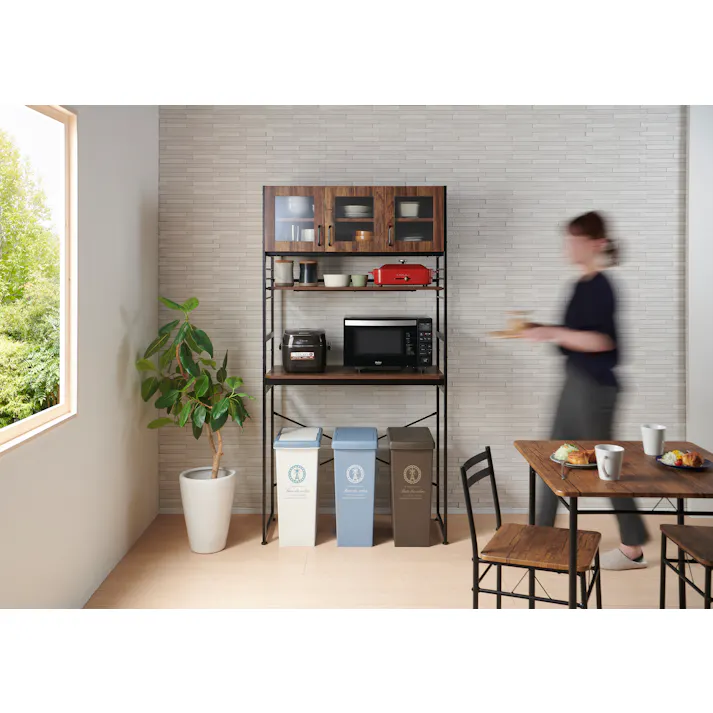 KOEKI 弘益 UTILITY KR-930(BR) ルナ キッチンラック 93.5×45×180 組立品 カップボード ゴミ箱上ラック レンジラック スチール製 可動棚 省スペース おしゃれ KR930BR【別送品】
