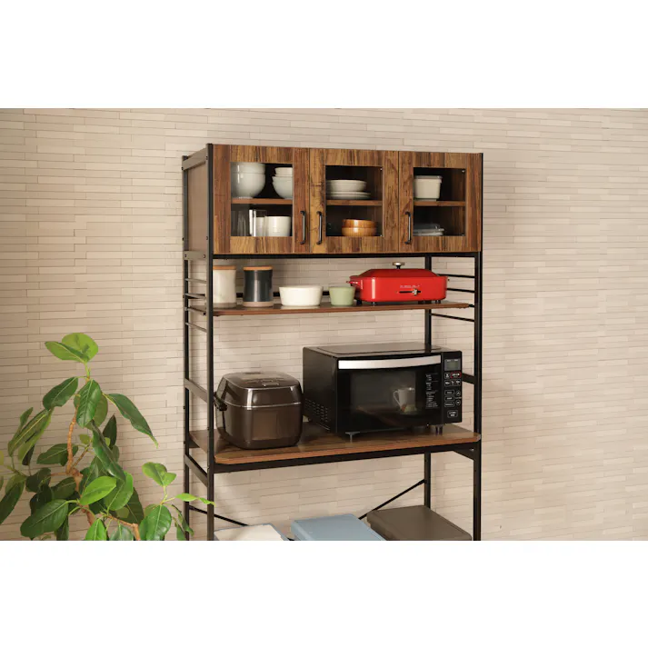 KOEKI 弘益 UTILITY KR-930(BR) ルナ キッチンラック 93.5×45×180 組立品 カップボード ゴミ箱上ラック レンジラック スチール製 可動棚 省スペース おしゃれ KR930BR【別送品】