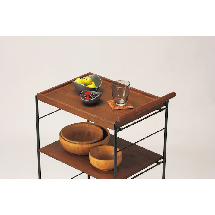 KOEKI 弘益 UTILITY KW-545(BR) ワゴン 54.5×37×80 組立品 キャスター付き 多段収納 スチール製 省スペース オーク材 ヴィンテージ風 おしゃれ キッチン収納 KW545BR【別送品】