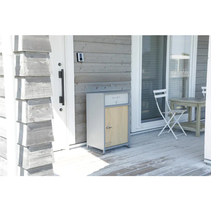 KOEKI 弘益 UTILITY LUNO(GR) ルーノ宅配ボックス 58.5×40×85(86) 投函口:41×3.5 収納ボックス(下)内寸:44.5×43×54 完成品 郵便ポスト ポストボックス 置き型 木目調 屋外設置 不在受取 おしゃれ LUNOGR【別送品】