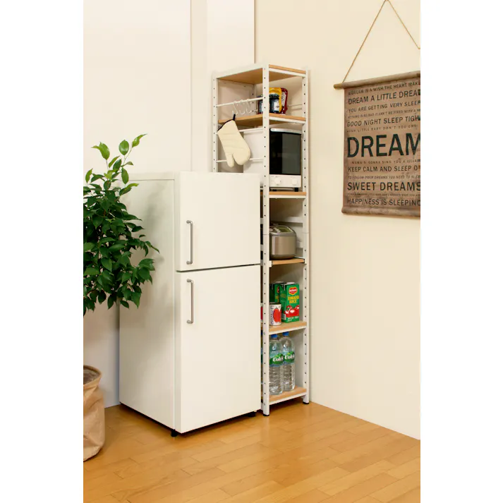 KOEKI 弘益 UTILITY SSR-30S(NA) サラスチールラック(スリムタイプ) 棚板:26.5×44.5 スライド棚板:22×42.5 組立品 炊飯器収納 キッチン収納 棚板高さ調整可能 スチール製 省スペース リビング・キッチン・洗面所 SSR30SNA【別送品】
