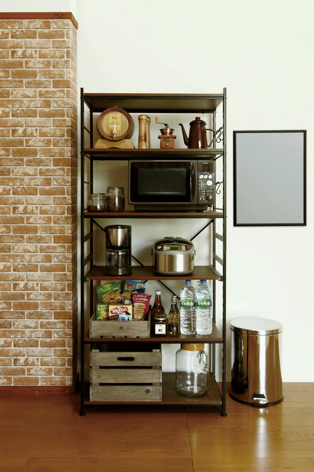 スチール製湾曲スライドラック KOEKI 弘益 UTILITY SSR-75W(BR) サラスチールラック(ワイドタイプ) 棚