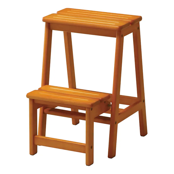KOEKI 弘益 UTILITY STC-2(BR) ステップチェア2段 38×47.5×55 ステップ収納時:38×35.5×55 完成品 踏み台 折りたたみ踏み台 ステップスツール 木製 頑丈 コンパクト 玄関 キッチン STC2BR【別送品】