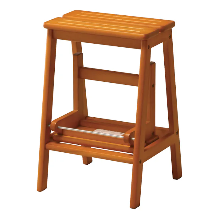 KOEKI 弘益 UTILITY STC-2(BR) ステップチェア2段 38×47.5×55 ステップ収納時:38×35.5×55 完成品 踏み台 折りたたみ踏み台 ステップスツール 木製 頑丈 コンパクト 玄関 キッチン STC2BR【別送品】
