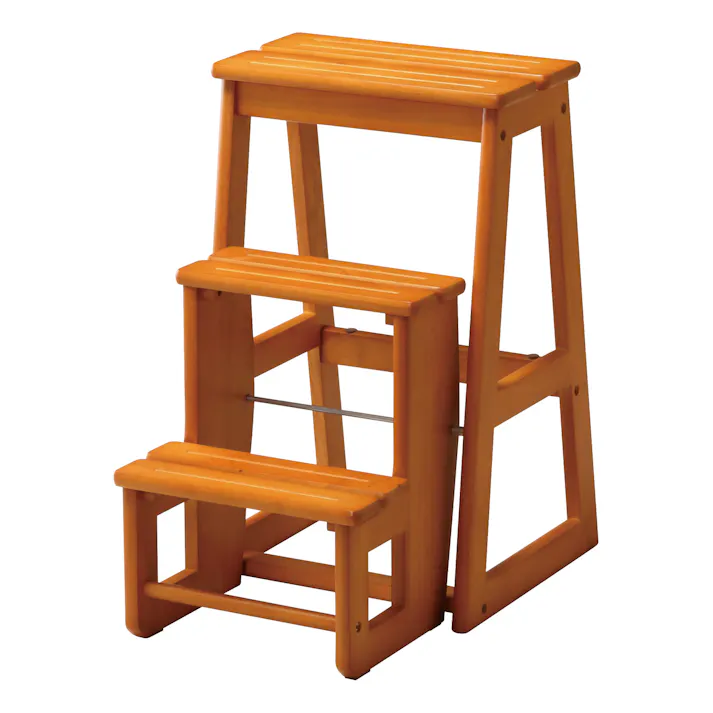 KOEKI 弘益 UTILITY STC-3(BR) ステップチェア3段 40×58.5×64 ステップ収納時:40×37×64 完成品 踏み台 折りたたみ踏み台 ステップスツール 木製 頑丈 コンパクト 玄関 キッチン STC3BR【別送品】