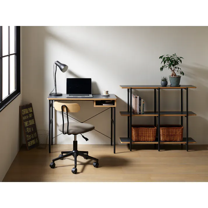 KOEKI 弘益 UTILITY STU-DB90 スタジオ デスク 90×45×72 組立品 学習机 収納棚付き お手入れ簡単 組立簡単 アジャスター付き モダンデザイン おしゃれ STUDB90【別送品】