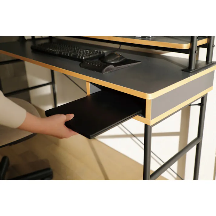 KOEKI 弘益 UTILITY STU-DB90 スタジオ デスク 90×45×72 組立品 学習机 収納棚付き お手入れ簡単 組立簡単 アジャスター付き モダンデザイン おしゃれ STUDB90【別送品】