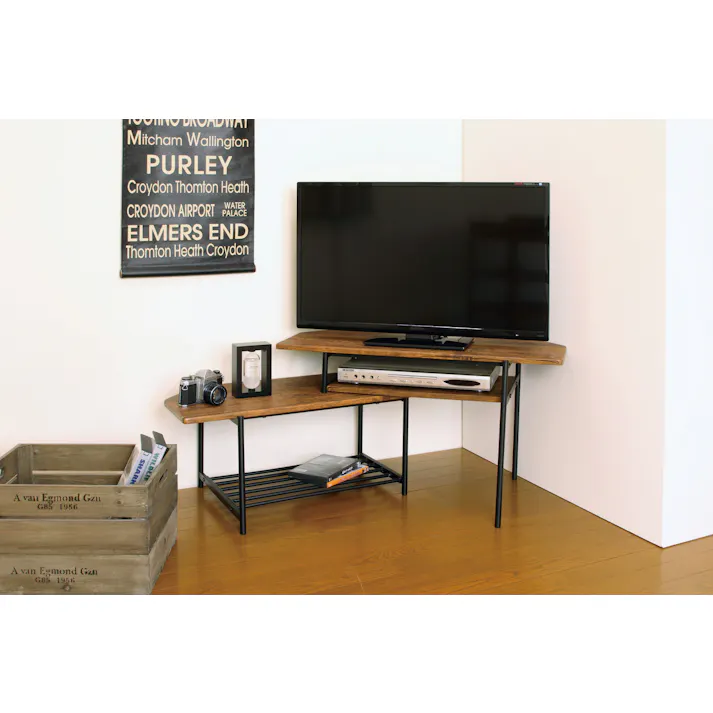 KOEKI 弘益 UTILITY TVS-B80(BR) スライドTVボード 80-131×40×44 天板80×33 組立品 ローボード 32V型 スチール製 木目調 ヴィンテージ風 おしゃれ 一人暮らし 寮 TVSB80BR【別送品】